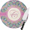 Bohemian Art Round Glass Cutting Board - Small (Personalized)