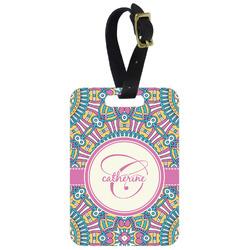 Bohemian Art Metal Luggage Tag w/ Name and Initial