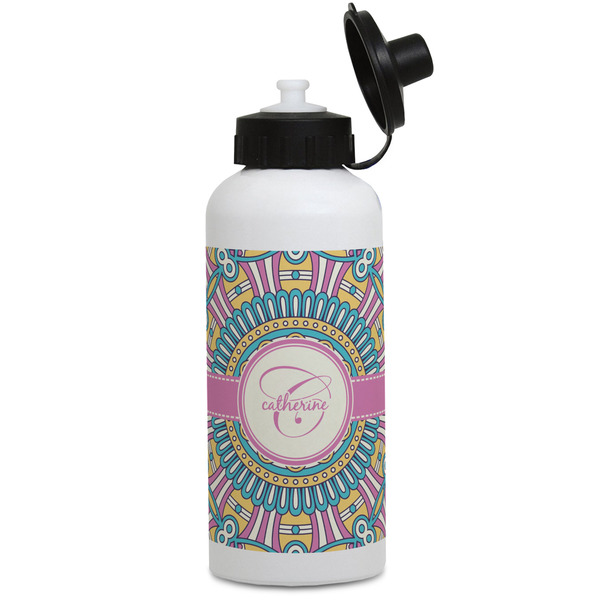 Custom Bohemian Art Water Bottles - Aluminum - 20 oz - White (Personalized)