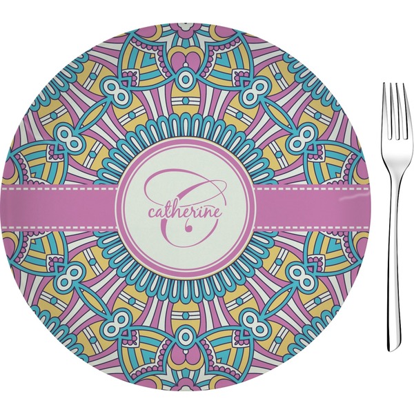 Custom Bohemian Art 8" Glass Appetizer / Dessert Plates - Single or Set (Personalized)