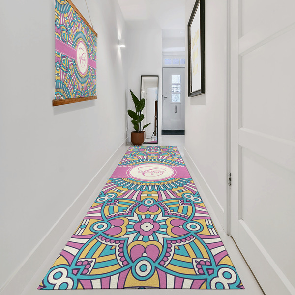 Bohemian Art Area Rug Sizes - In Context (vertical)