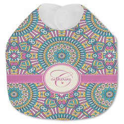 Bohemian Art Jersey Knit Baby Bib w/ Name and Initial