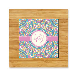 Bohemian Art Bamboo Trivet with Ceramic Tile Insert (Personalized)