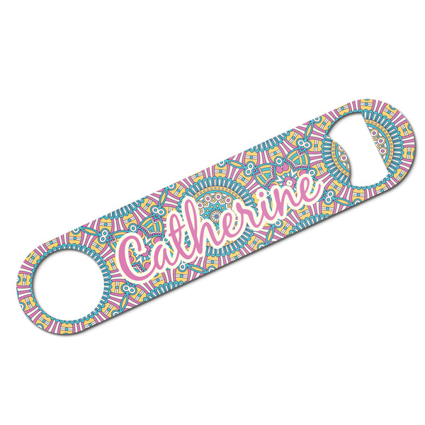 Custom Bohemian Art Bar Bottle Opener w/ Name and Initial