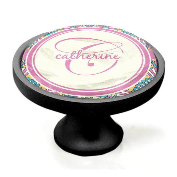 Bohemian Art Black Custom Cabinet Knob (Side)