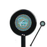 Bohemian Art 5.5" Round Plastic Stir Sticks - Black - Single Sided (Personalized)