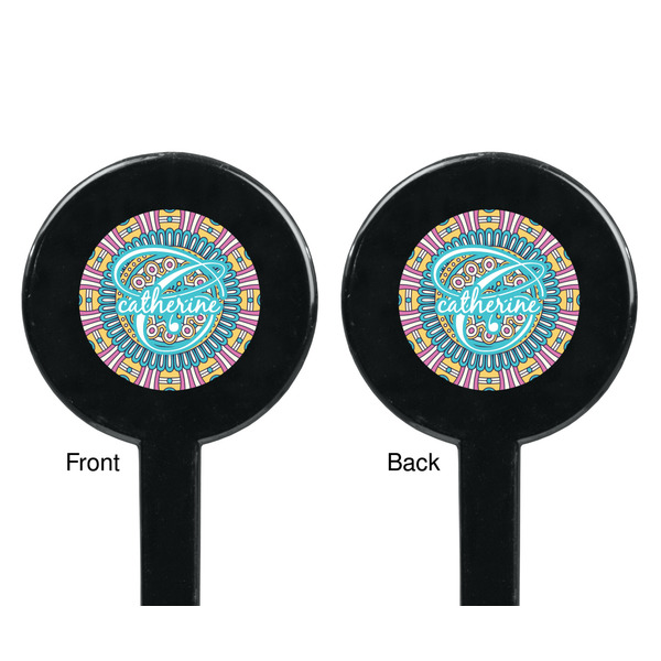 Bohemian Art Black Plastic 7" Stir Stick - Double Sided - Round - Front & Back