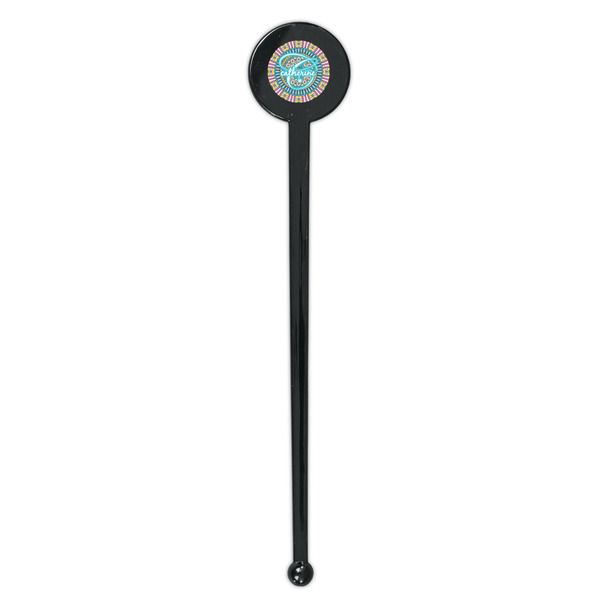 Bohemian Art Black Plastic 7" Stir Stick - Round - Single Stick
