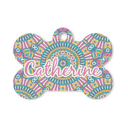 Bohemian Art Bone Shaped Dog ID Tag - Small (Personalized)