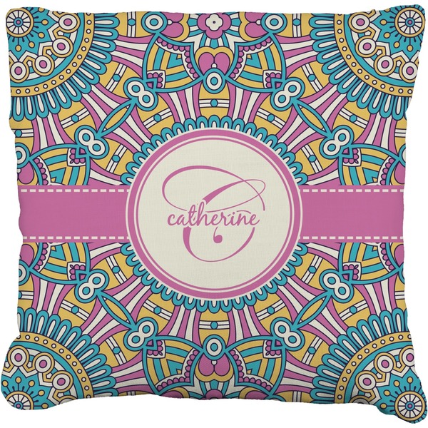 Custom Bohemian Art Faux-Linen Throw Pillow 16" (Personalized)