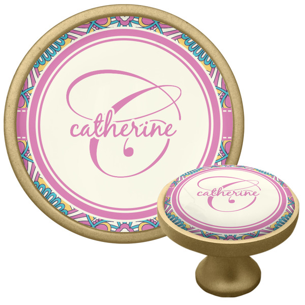 Custom Bohemian Art Cabinet Knob - Gold (Personalized)