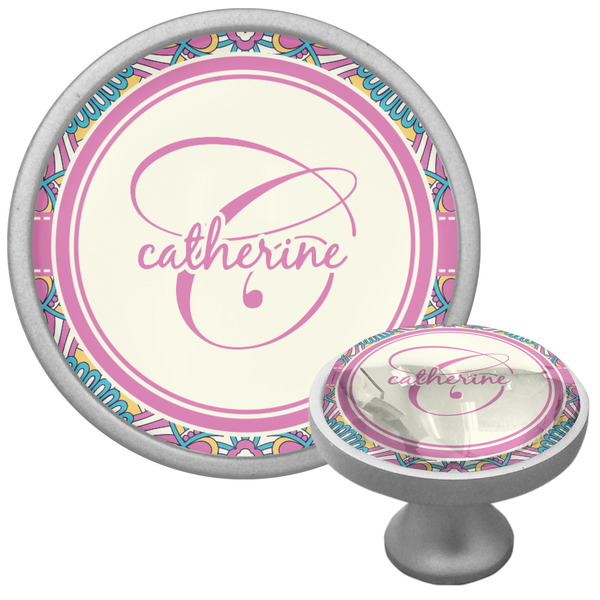 Custom Bohemian Art Cabinet Knob (Silver) (Personalized)