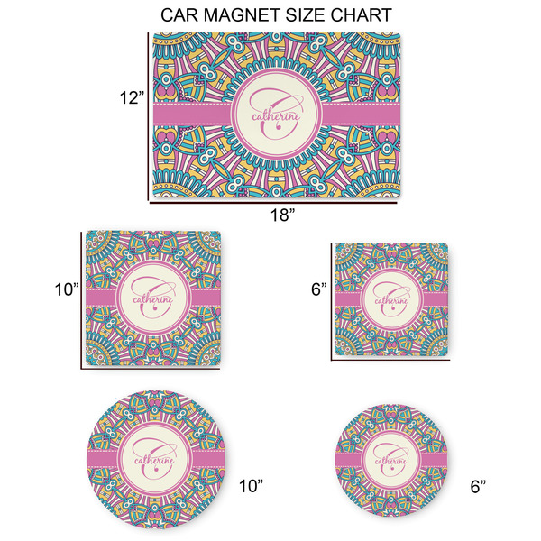Bohemian Art Car Magnets - SIZE CHART