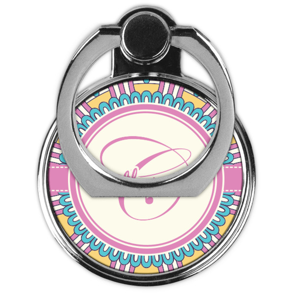 Bohemian Art Cell Phone Ring Stand & Holder - Front (Collapsed)