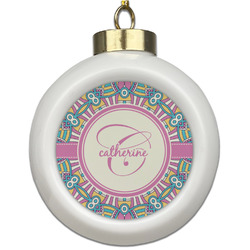 Bohemian Art Ceramic Ball Ornament (Personalized)