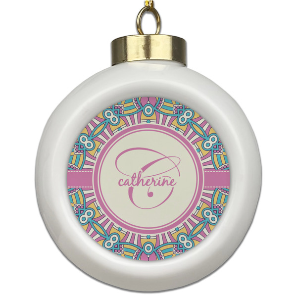 Custom Bohemian Art Ceramic Ball Ornament (Personalized)