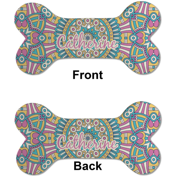 Bohemian Art Ceramic Flat Ornament - Bone Front & Back (APPROVAL)