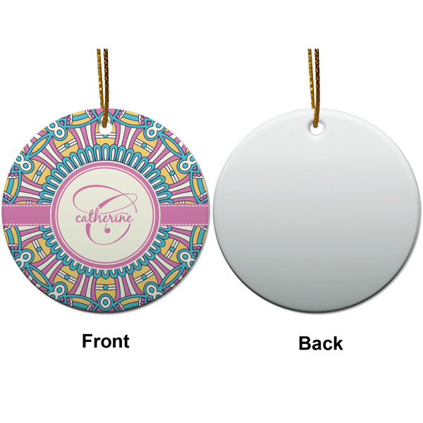 Bohemian Art Ceramic Flat Ornament - Circle Front & Back (APPROVAL)