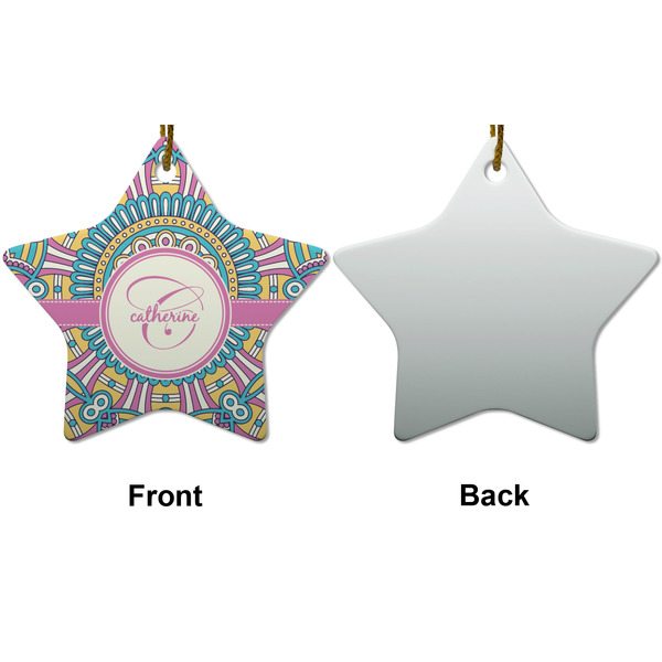 Bohemian Art Ceramic Flat Ornament - Star Front & Back (APPROVAL)