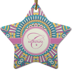 Bohemian Art Star Ceramic Ornament w/ Name and Initial