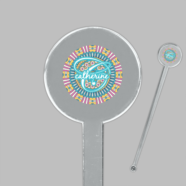 Bohemian Art Clear Plastic 7" Stir Stick - Round - Closeup