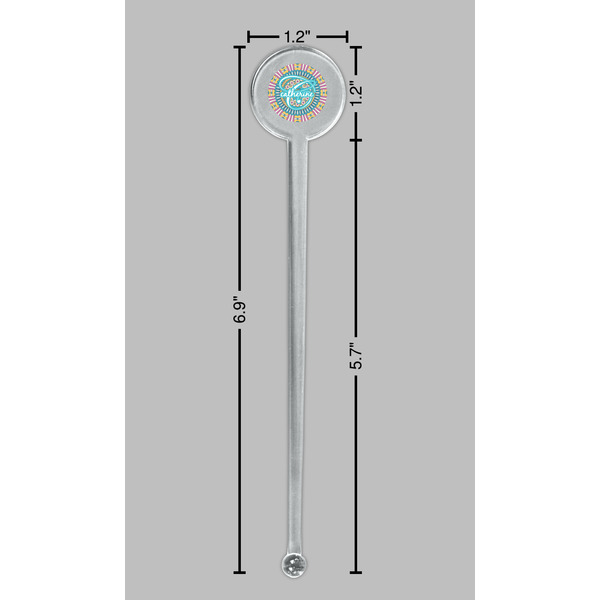 Bohemian Art Clear Plastic 7" Stir Stick - Round - Dimensions