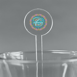 Bohemian Art 7" Round Plastic Stir Sticks - Clear (Personalized)