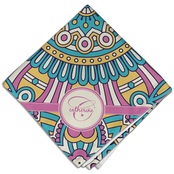 Custom Bohemian Art Cloth Dinner Napkin - Single w/ Name and Initial