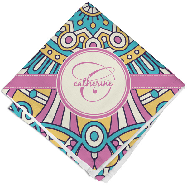 Custom Bohemian Art Cloth Napkin w/ Name and Initial