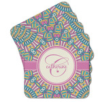 Bohemian Art Cork Coaster - Set of 4 w/ Name and Initial