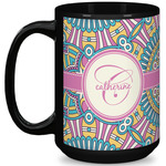 Bohemian Art 15 Oz Coffee Mug - Black (Personalized)