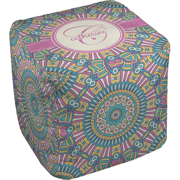 Custom Bohemian Art Cube Pouf Ottoman (Personalized)