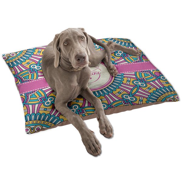 Custom Bohemian Art Dog Bed - Large w/ Name and Initial