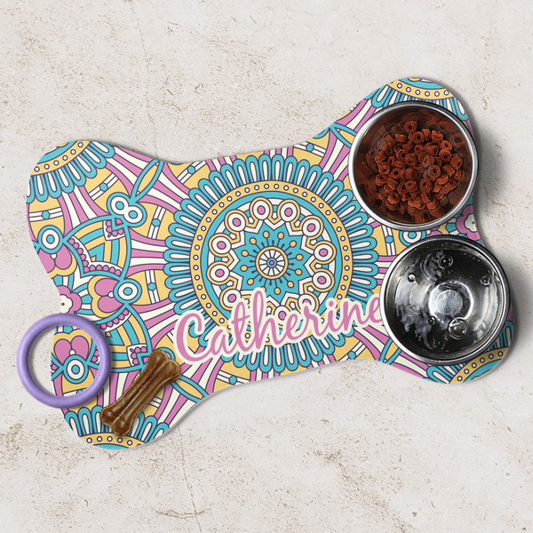 Bohemian Art Dog Bone Shaped Mat Lifestyle