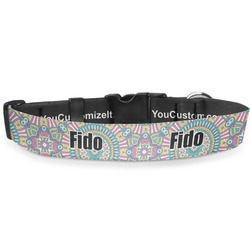 Bohemian Art Deluxe Dog Collar - Medium (11.5" to 17.5") (Personalized)