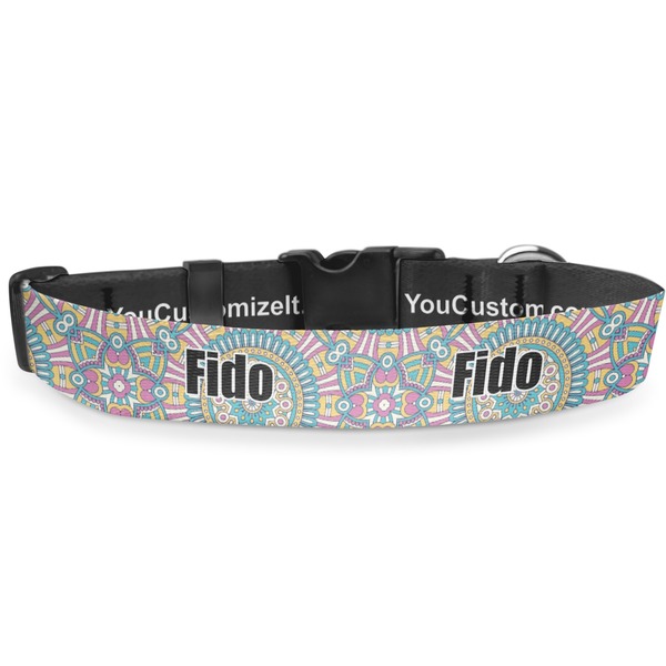 Custom Bohemian Art Deluxe Dog Collar - Double Extra Large (20.5" to 35") (Personalized)