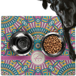Bohemian Art Dog Food Mat - Large w/ Name and Initial