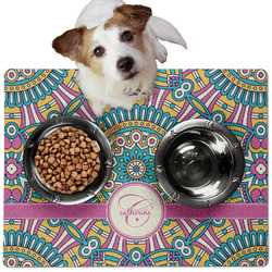 Bohemian Art Dog Food Mat - Medium w/ Name and Initial