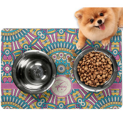 Bohemian Art Dog Food Mat - Small w/ Name and Initial