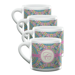 Bohemian Art Double Shot Espresso Cups - Set of 4 (Personalized)