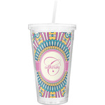 Bohemian Art Double Wall Tumbler with Straw (Personalized)