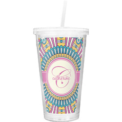 Bohemian Art Double Wall Tumbler with Straw (Personalized)