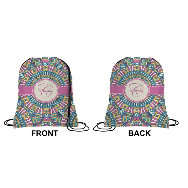 Bohemian Art Drawstring Backpack Front & Back Small
