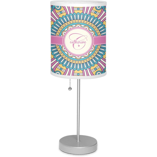 Custom Bohemian Art 7" Drum Lamp with Shade Linen (Personalized)