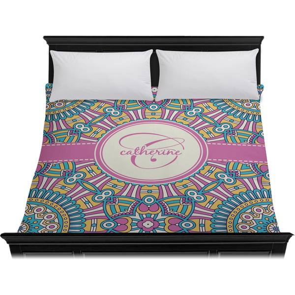 Bohemian Art Duvet Cover - King - On Bed - No Prop