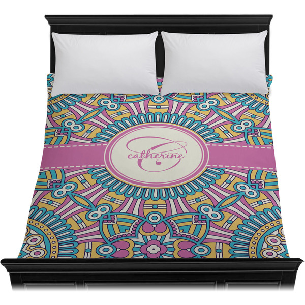 Bohemian Art Duvet Cover - Queen - On Bed - No Prop
