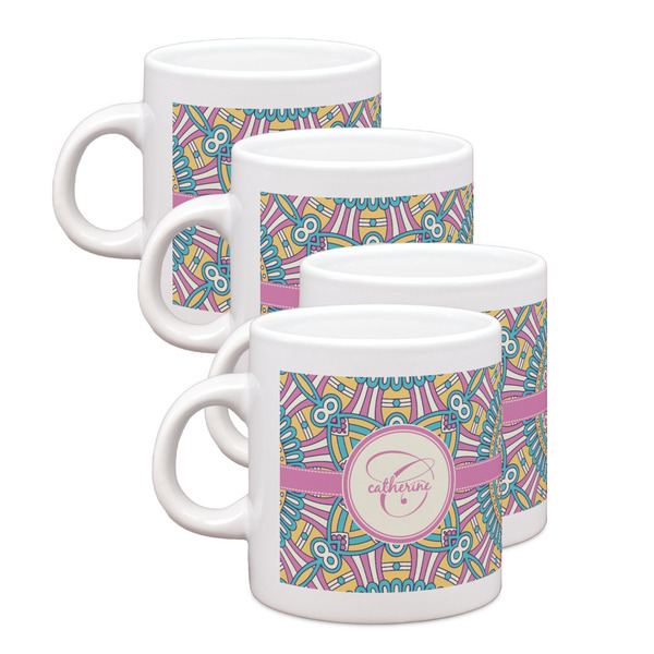 Custom Bohemian Art Single Shot Espresso Cups - Set of 4 (Personalized)