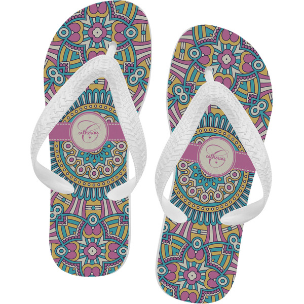 Custom Bohemian Art Flip Flops - Large (Personalized)