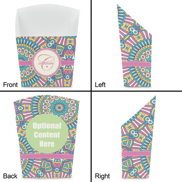 Bohemian Art French Fry Favor Box - Front & Back View