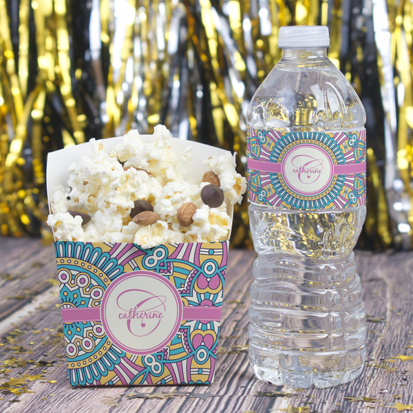 Bohemian Art French Fry Favor Box - w/ Water Bottle